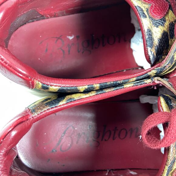 Brighton SPOTS Sneakers Red Animal Print Floral Embroidered Shoes Size 7.5M - Picture 7 of 10